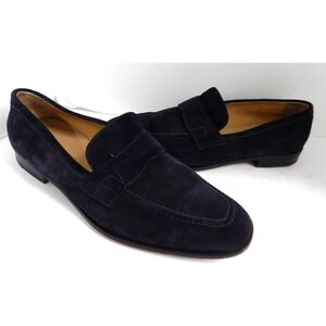 Scarosso Stefano Black Suede Leather Penny Loafers Italy $415rt sz EU 47